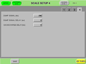 5 Level 3 SUPERVISOR PROCEDURES SCALE SETUP 4 SCALE SETUP 4 Touch the "4" pad on any SCALE SETUP screen. The SCALE SETUP 4 screen will be displayed.