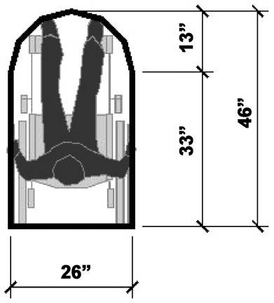 597 598 599 600 601 602 603 604 605 606 607 608 609 610 611 612 613 614 615 616 Fig. 6. Wheelchair dimensions as shown in the ADAAG.