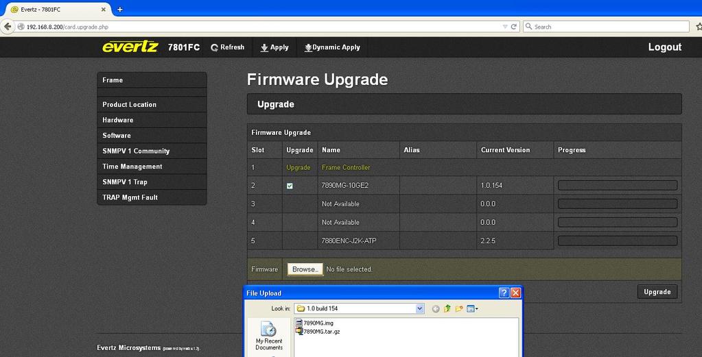 6.2. WEB INTERFACE UPGRADE PROCEDURE 7890MG Series On the top of the web page for the 7890MG, there is a tab labeled Upgrade.