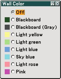 6. Using On-Screen Menu Using the Wall Color Correction [Wall Color] This function allows for quick adaptive color correction in applications where the screen material is not white.