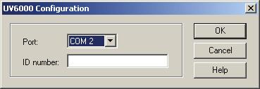 From the Port list, select the Com port of your computer to which your detector is connected. d. In the ID number box, type an appropriate label such as the serial number of your detector. e.