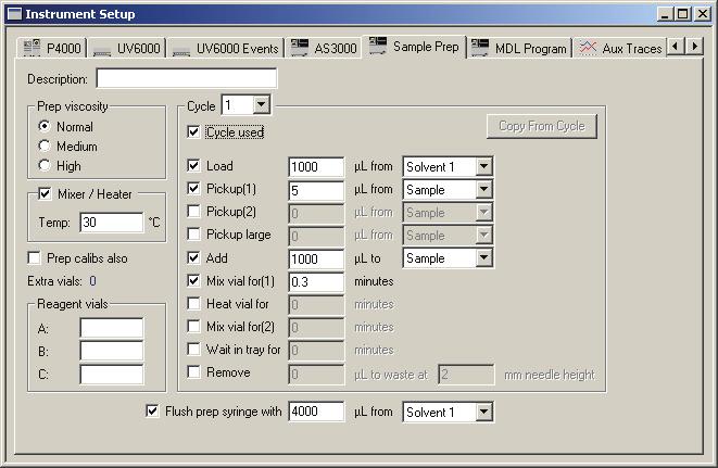 3 Creating a Method for Instrument Control Entering the Instrument Setup Parameters Autosampler Sample Preparation Parameters (AS3000 only) The AS3000 autosampler has an optional sample preparation