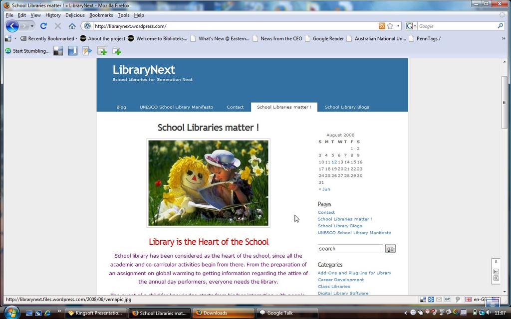 6.4 LibraryNext LibraryNext home page This is a blog exclusively for professional school librarians. It contains links to useful resources and documents related to school librarianship.