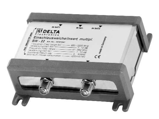 SAT-IF inserter SW 02 To combine or separate terrestrial and SAT-IF signals SW 22 Diplexer with 2 outputs Metal housing SW 02 SW 22 033 0 SAT T SAT T SAT 2 Description SAT-Inserter 2/ SAT-Inserter