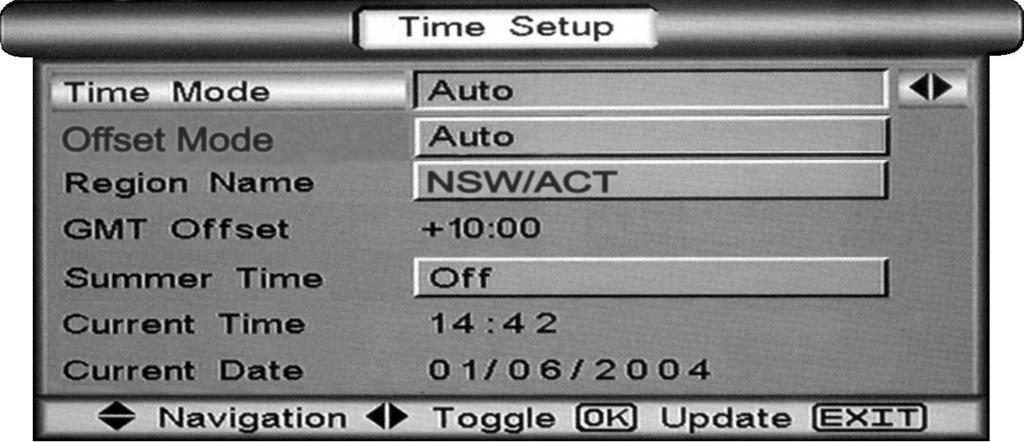 Time Setting Automatic Input Manual Input The Factory Default Timer Setting is AUTO and therefore time is automatically adjusted totally in line with the Time Print information in each broadcasters