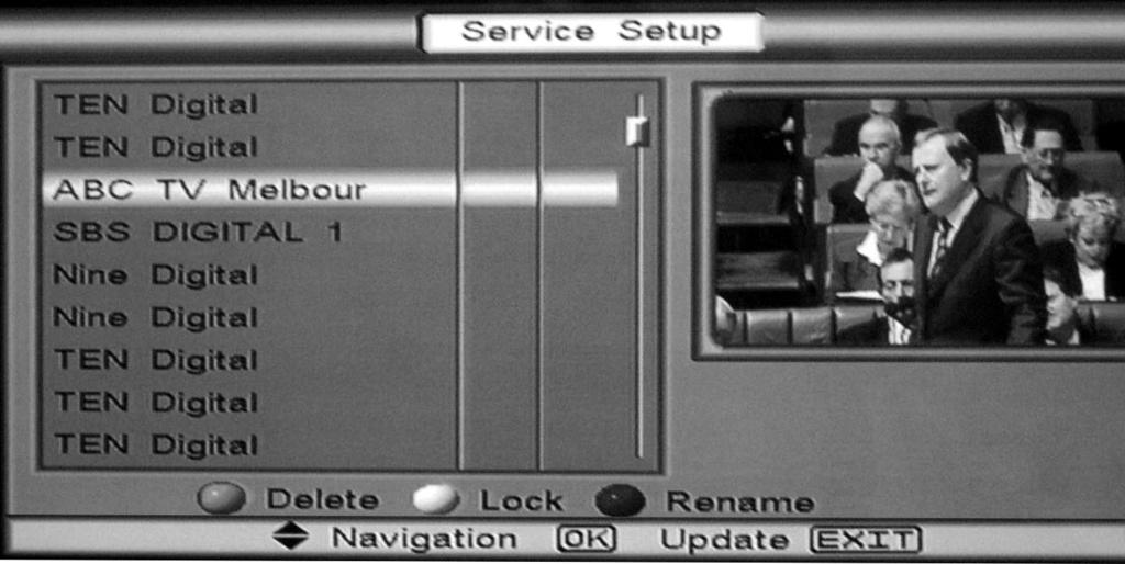 Service Set Up Arrange All Channels Push the MENU button, and Welcome banner will appear.