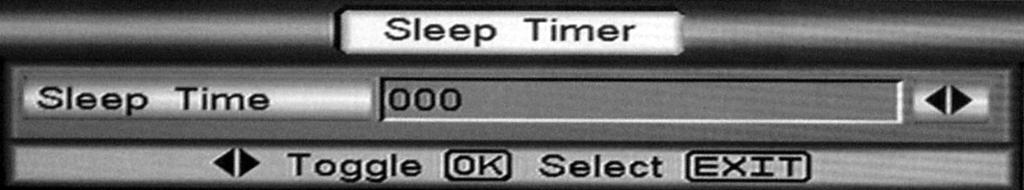 Sleep Timer This menu allows you to enable an Automatic Power Off after a designated period. Push the MENU button, and Welcome banner will appear. Push the BLUE button for Main Menu.