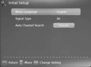 Initial Setup Wizard After connecting your TV antenna or cable wire, turn the television ON. The initial setup wizard will display on-screen.