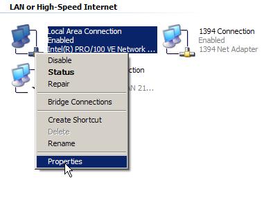 Right-click on the network adapter you wish