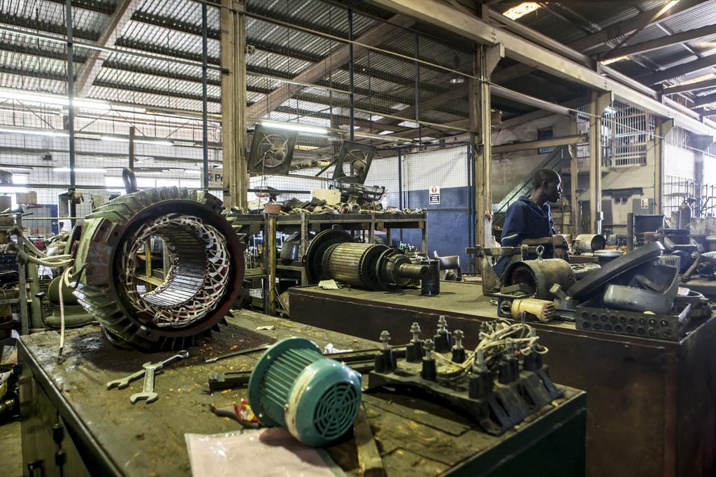 Lagos, Nigeria. The workshop of Servipower, one of the major distributors of large-size generators in the country.