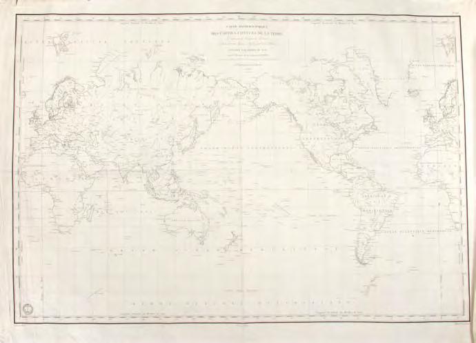 The world in 1835: proof copy for Louis de Freycinet 105. [FREYCINET] GRESSIER, C.L. Carte Hydrographique des parties connues de la Terre Engraved map, 700 x 1020 mm.
