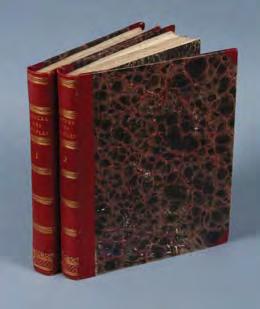 Two volumes, quarto, with 144 handcoloured plates; in fine condition, a very large copy, completely uncut, in a handsome contemporary binding of half crimson roan, flat spines banded and lettered in