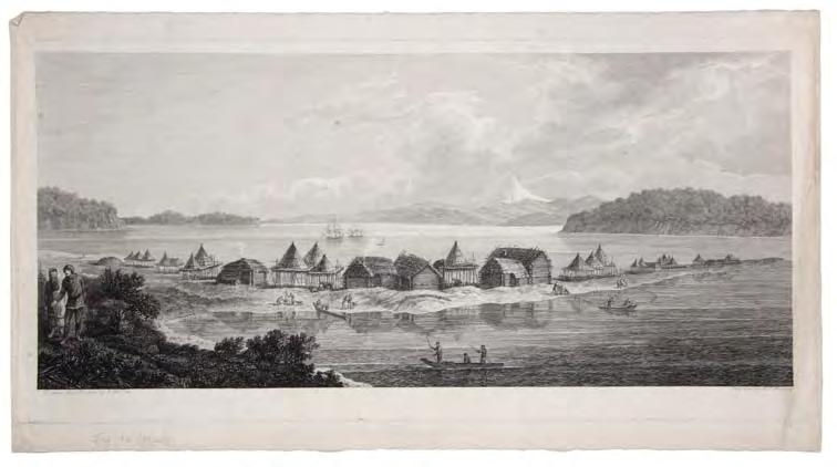 Rare proof impression 61. [COOK: THIRD VOYAGE] WEBBER, John, after, engraved POUNCY. [A View of the Town and Harbour of St Peter and St Paul, in Kamtschatka]. Engraving, 253 x 533 mm.