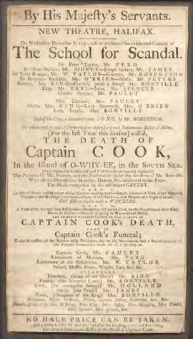 Performing in Halifax 74. [COOK: DEATH] PLAYBILL: New Theatre, Halilfax. The Death of Captain Cook. Printed playbill, 280 x 152 mm.