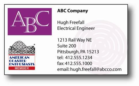 Business Card with ACE Member Logo Letterhead Recommended placement of the Logo is in the lower-left corner of the letterhead page.