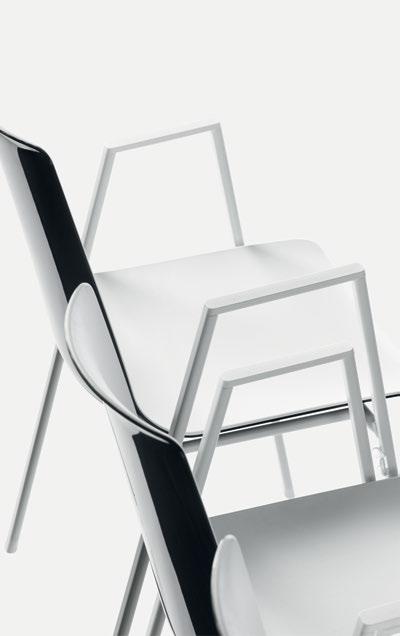 Setting up and storing away chairs is quick and easy: nooi can be stacked upright, which ensures safe and compact stacking and means that very little