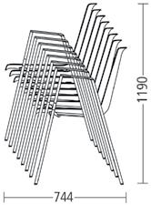 Meeting chair: Symmetrical frame; can be linked using additional linking elements.