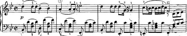 P P flat of the b-section of A is projected onto the Trio. This also applies to the rhythmic subtlety mentioned above having the main emphasis on the second beat of each bar.