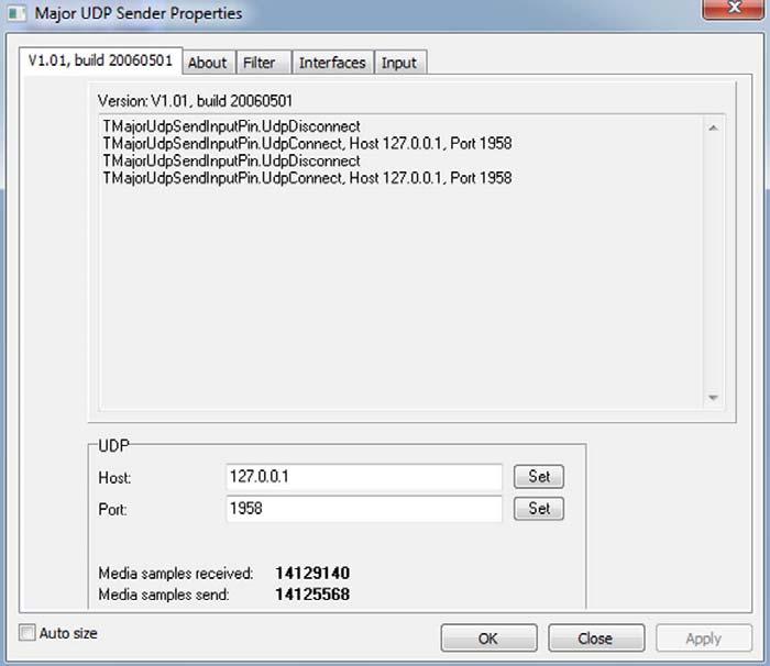Using DatvExpressServerApp on Windows Properties of MajorUDP-Sender software with IP