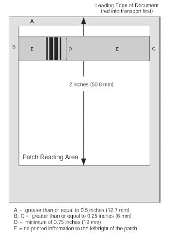 Patch positioning Horizontal and vertical placement of the patch code is critical for reliable patch reading.