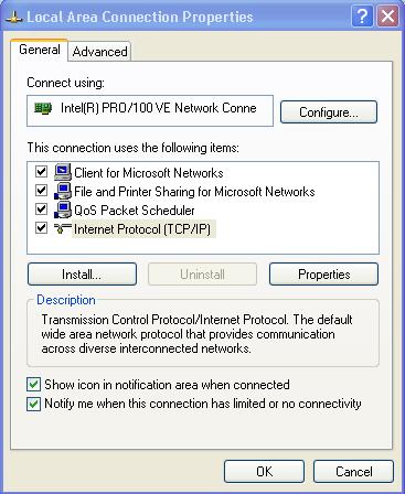 Connecting the VP-725xl Presentation Switcher / Scaler Figure 6: Local Area Connection Properties Window 5.