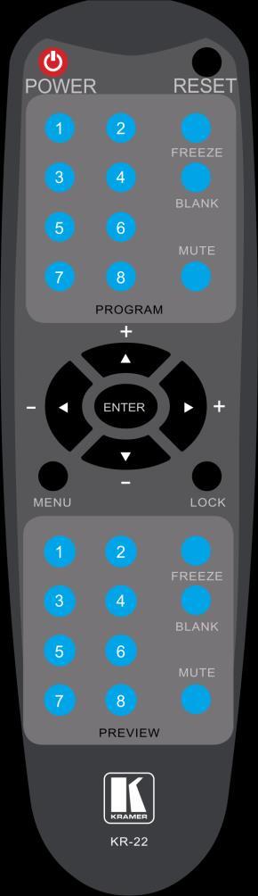8.3 Controlling via the Infrared Remote Control Transmitter You can control the VP-772 from the infrared remote control transmitter: Keys POWER RESET PROGRAM MENU LOCK PREVIEW FREEZE BLANK MUTE