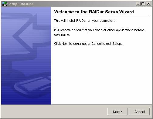 3. Follow the RAIDar setup wizard. 4. After completing the RAIDar setup wizard, you will see NAS Device setup screen. This is where you locate your NAS System by MAC ID Address of your system. 5.