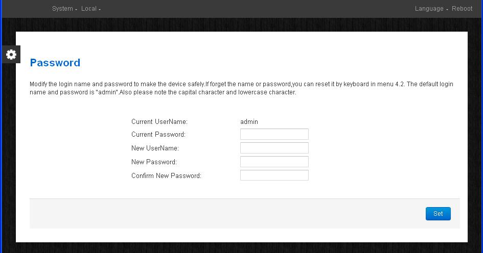 System Password When user clicks Password, it will display the password screen as Figure-11.