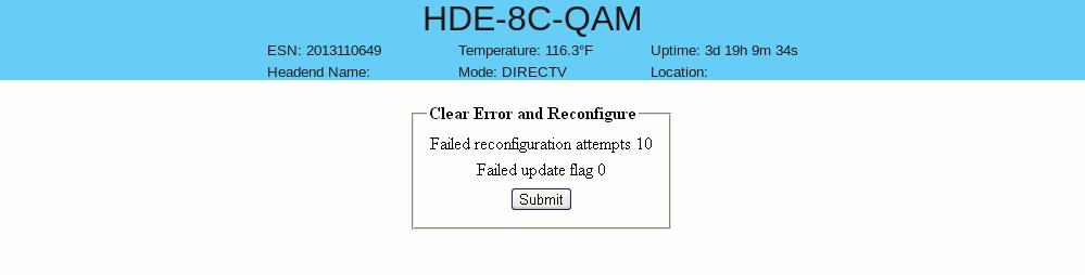 HDE-8C-QAM 4 Step : Update PROM and/or PROM: Now you can use the field update utility (epcs) to program the EPCS PROMs. This is a custom utility that resides in HDE- 8C-QAM.
