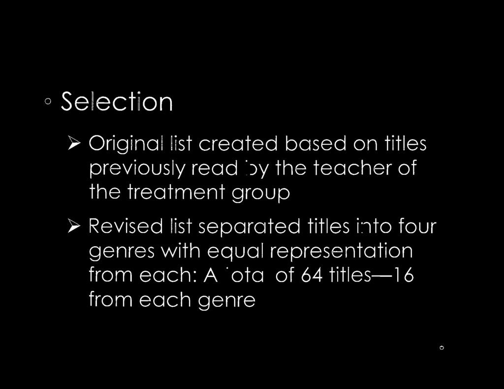 Revised list separated titles into four genres with equal