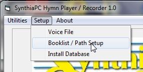 410 Setup - Book List / Path The SynthiaPC accesses music by using music 'Book List' file directories It is important therefore, to be able to define where these file directories are located, hence