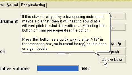 At Level 1 (Beginner) the user is constantly monitored with a popup tooltip to give extra help. Only the very basic functions of entering music and editing it are available at this level.