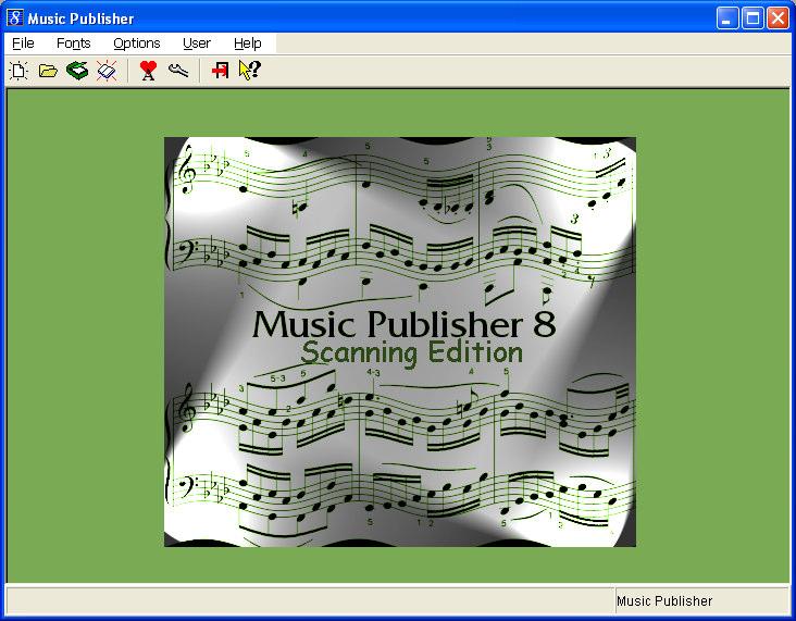 Music Publisher 8 manual Page 13 5. THE OPENING SCREEN There are a limited number of options available without having a document loaded.