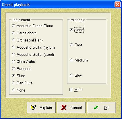 Music Publisher 8 manual Page 175 Fig 178 - the chord playback menu Marking a position during playback While you are listening to a playback you will often see or hear mistakes or improvements that