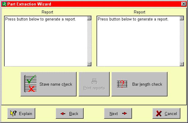 Pressing Next gives this screen: Fig 200 Page 2 of the Wizard This is an important page from which you can generate reports on possible