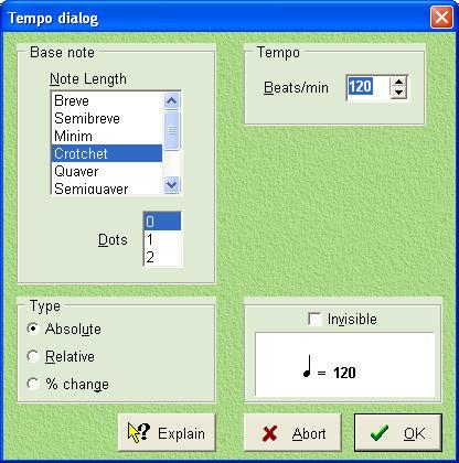 Page 40 Music Publisher 8 manual Tempo markings Simple tempo markings such as Allegro etc can be entered in text mode (page 51) but for the more complicated exact tempo indications such as you should