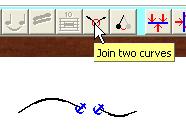 Page 82 Music Publisher 8 manual Fig 74 - how to join curves Invert curves Right-click an anchor point and select Invert Curve.