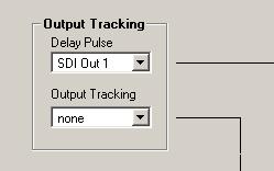 The external AES outputs can be linked to one of the auto tracking delays of any of the four SDI outputs using the drop down box Output Tracking shown.