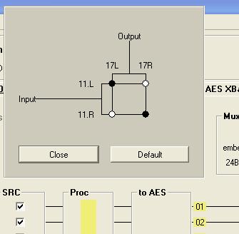 right audio channels within the AES cross point selected.