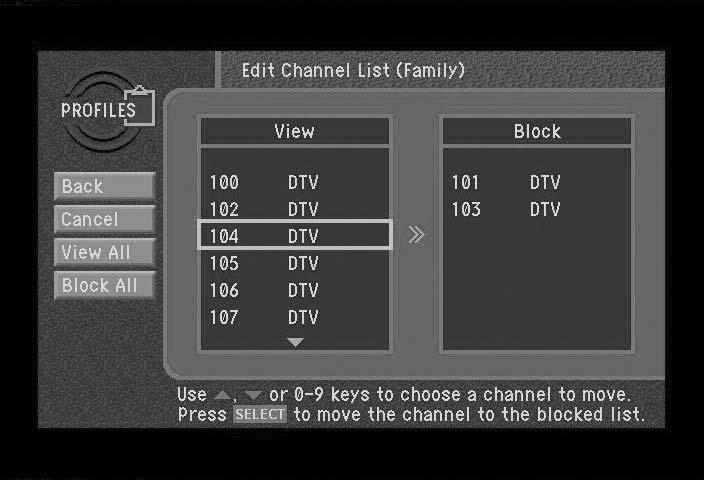 CHAPTER CHAPTER User profiles User profiles Editing channel lists You can edit channel lists to simplify your channel surfing by removing channels that you never watch from your channel list.