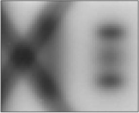 7: Tomosynthesis of images generated from photons in an early time window: Raw image derived from the central detector D1 (a), tomosynthesis of images recorded by detectors D1, D2 and D3 for