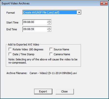 Filter out non-event video Checking this option will display video only at the times which an event occurred. Export From the Playback configuration Panel, click on the Export button.