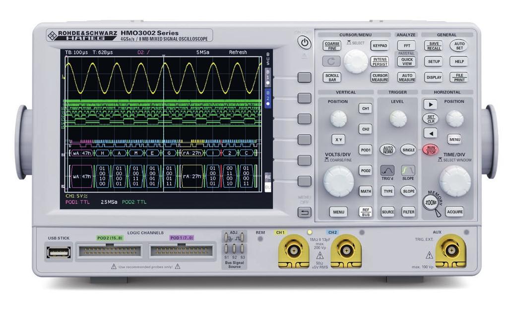 HMO 3000 Series up to 500 MHz High sensitivity, multi-functionality and a great price that s what distinguishes the HAMEG HMO3000 oscilloscope series.