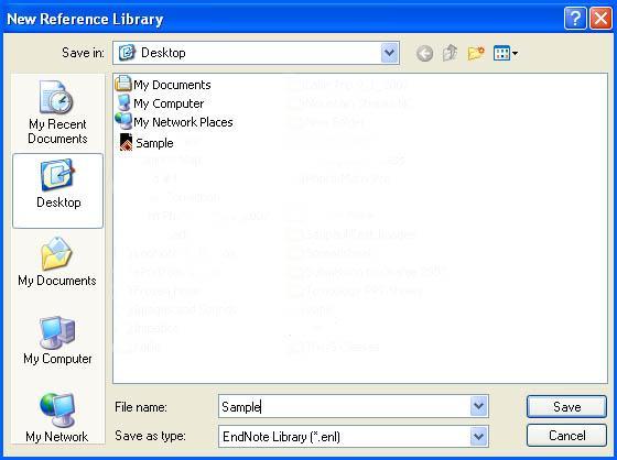 2. Give your library the name of Sample and put it on the Desktop by clicking Save.