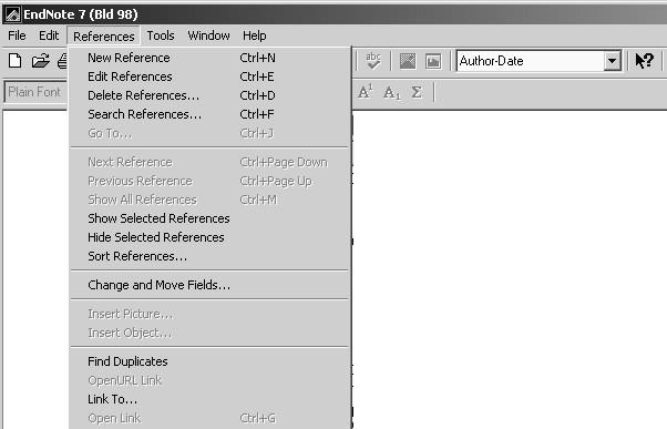 ADDING, EDITING AND SEARCHING FOR REFERENCES Most of the functions you will use when working with references in your Library can be found under the menu option References.