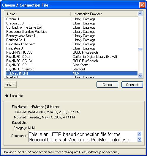 Open the Paleo Library Connect to a Remote Database If EndNote is not already running, start it and open the Paleo library as shown under Start EndNote on page 27.