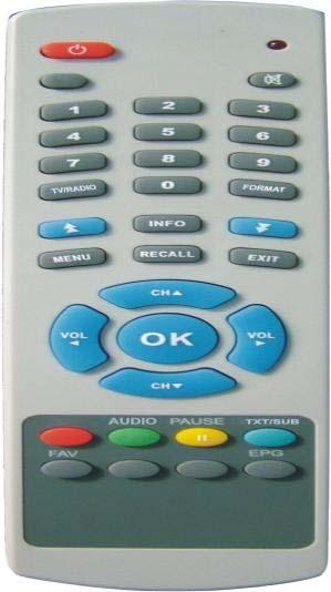 STANDBY (RED) Switches between Operation and Standby modes. Numeric Buttons Changes channels or selects the menu options. TV/RADIO Switches between TV and Radio modes.