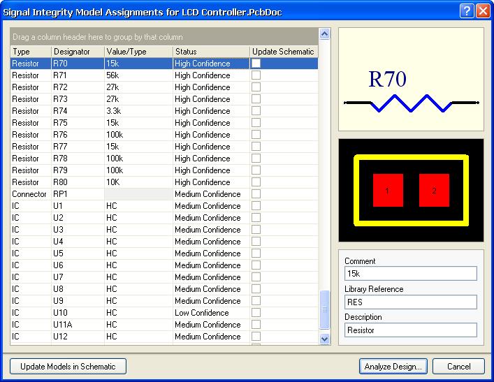 Alternatively, if you have clicked Continue and the Signal Integrity panel is visible, it is possible to enter the Model Assignments dialog at any time by clicking the Model Assignments button.