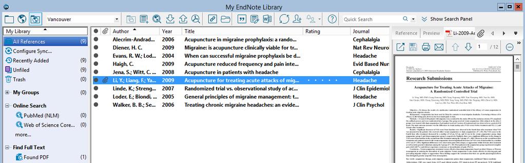 FINDING FULL TEXT FOR A REFERENCE EndNote can attempt to locate full text files for the references. Once found, EndNote downloads and attaches the files to the references.