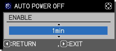 OPTION menu Item DIRECT POWER ON Description Using the / buttons turns the DIRECT POWER ON function on/ off, ON OFF When this function is ON, the lamp inside the projector will automatically turn on
